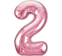 Palloncino 2° Compleanno Numero 2 Gigante Rosa, Palloncino XXL di 100 cm. Decorazione Compleanno Bimba. Ad Aria o ad Elio.