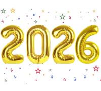 Palloncino 2026 - Palloncini dorati con numeri di compleanno, 101 cm, grandi palloncini in lamina per uomini, donne, ragazzi e ragazze, decorazioni di compleanno a tema oro, numero 2026