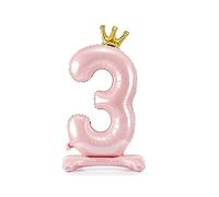 Palloncino 3° compleanno XXL palloncino 3 rosa con supporto autoportante palloncino 3 compleanno ragazza compleanno palloncino numero 3 rosa con corona dorata