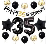 Palloncino 35 anni compleanno nero oro decorazione compleanno 35 anni kit palla compleanno 35 anni nero e oro, banner felice compleanno 35 anni per decorazione festa di compleanno uomo donna