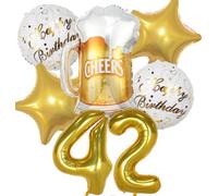 Palloncino 42° compleanno uomo donna 42° compleanno decorazione oro compleanno 42° compleanno donna palloncino bottiglia birra decorazione per compleanno uomo palloncini elio birra decorazione 42°