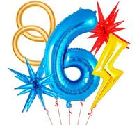 Palloncino 6° Compleanno Blu, Decorazioni Compleanno 6 Anni, Palloncino Fulmineo, Palloncini a Forma di Fulmine, Stelle Palloncini In Alluminio, Palloncinis Compleannos 6 Anni Bimbo