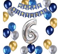 Palloncino 6° compleanno, palloncino 6 decorazioni per compleanno, striscione Happy Birthday, palloncino gigante in pellicola numero 6, palloncino 6 decorazioni di compleanno, decorazione di