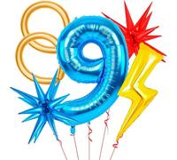 Palloncino 9° Compleanno Blu, Decorazioni Compleanno 9 Anni, Palloncino Fulmineo, Palloncini a Forma di Fulmine, Stelle Palloncini In Alluminio, Palloncinis Compleannos 9 Anni Bimbo