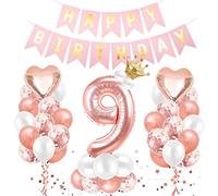 Palloncino 9° compleanno oro rosa, decorazione compleanno 9 anni, palloncino 9° compleanno, pallone foil gigante numero 9, pallone foil buon compleanno 9, pallone 9 per festeggiata
