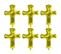 Palloncino a croce per battesimo in oro, per prima comunione, battesimo, religioso, funerale, commemorativo, festa di compleanno, confezione da 6 palloncini a forma di croce che Dio benedica