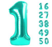 Palloncino a elio Jumbo in Mylar da 101 cm, colore foglia di tè, numero 1, primo compleanno, per 10, 21, 31 anni, per feste di compleanno, matrimoni, anniversari, decorazioni per feste