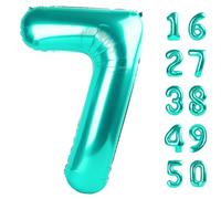 Palloncino a elio Jumbo in Mylar per il primo compleanno, 101 cm, colore foglia di tè, numero 7, per 17, 27, 37, compleanno, digitale, per 70° festa, matrimonio, anniversario, decorazioni per feste
