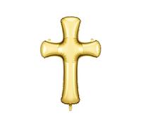 Palloncino a forma di croce, 63 x 91 cm, XXL per elio o aria, grande palloncino per battesimo, comunione, cresima, Pasqua, palloncino gigante come decorazione per battesimo pasquale - oro