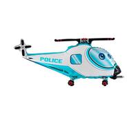 Palloncino a Forma di Elicottero della Polizia, 89 cm, Blu e Bianco, Decorazione per Feste