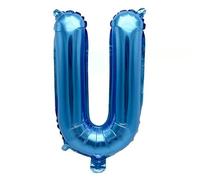Palloncino a forma di lettera in pellicola, 40 cm, per matrimonio, felice, compleanno, feste, colore blu a U