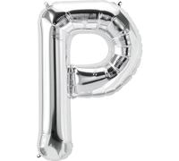Palloncino a forma di lettera P, argento, circa 80 cm, con lettere decorative, per riempire l'aria, matrimonio, compleanno, Capodanno, regalo, bambino, pubblicità, vetrina, scatola fotografica, nome