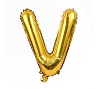 Palloncino a forma di lettera V oro 40 cm - Palloncino con lettere decorative per feste di matrimonio, compleanno, Capodanno, regalo, bambino, pubblicità, vetrina, nome, parola, celebrazione