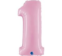 Palloncino a forma di numero 1 grande 100 cm colore rosa pastello per decorazioni feste compleanni gas elio