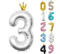 Palloncino a forma di numero 3, argento, 101 cm, numero 0, 1, 2, 3, 4, 5, 6, 7, 8, 9, 10, 16, 18, 21, 30, 40, 50, 60, 70, 80, 90, 100, 40", grandi palloncini in pellicola per matrimonio, anniversario,