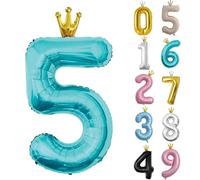 Palloncino a forma di numero 5, 101 cm, numero 0, 1, 2, 3, 4, 5, 6, 7, 8, 9, 10, 16, 18, 21, 30, 40, 50, 60, 70, 80, 90, 100, 40", grandi palloncini in pellicola per matrimonio, anniversario,