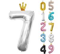 Palloncino a forma di numero 7, argento, 101 cm, numero 0, 1, 2, 3, 4, 5, 6, 7, 8, 9, 10, 16, 18, 21, 30, 40, 50, 60, 70, 80, 90, 100, 40", grandi palloncini in pellicola per matrimonio, anniversario,