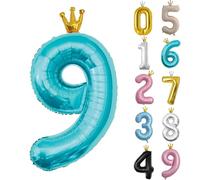 Palloncino a forma di numero 9, 101 cm, numero 0, 1, 2, 3, 4, 5, 6, 7, 8, 9, 10, 16, 18, 21, 30, 40, 50, 60, 70, 80, 90, 100, 40", grandi palloncini in pellicola per matrimonio, anniversario,