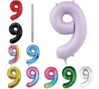 Palloncino a forma di numero di compleanno, 9 anni, colore crema/viola, XXL, 40 pollici, 101 cm, palloncini 9 compleanni, ragazze, baby shower, decorazione per feste di compleanno