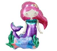 Palloncino a forma di sirena, XXL, per compleanno, decorazione a forma di sirena, per bambini, in pellicola 3D, per il mondo sottomarino, decorazione di compleanno per ragazze, W11