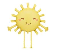 Palloncino a forma di sole con viso - giallo - circa 91 x 77 cm - palloncino a elio con gambe - dolce decorazione per compleanno dei bambini, baby shower e feste estive
