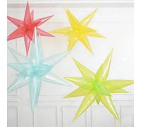 Palloncino a forma di stella che esplode color caramella, rosso brillante, giallo, verde, blu, decorazione a stella che esplode per bambini, feste a tema dolce, baby shower e decorazioni natalizie per