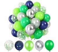 Palloncino argento metallizzato blu scuro verde palloncini e coriandoli verdi palloncini per compleanno, pensione, addio al nubilato, congratulazioni, laurea, anniversario di matrimonio, decorazione