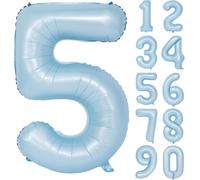 Palloncino blu 5 opaco blu numero 5 palloncini in pellicola blu chiaro 5 palloncini 40 pollici in Mylar Elio palloncino per feste di compleanno ragazze ragazzi bambini doccia matrimonio anniversario