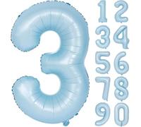Palloncino blu opaco 3 palloncini blu numero 3 in pellicola blu chiaro 3 palloncini 40 pollici in Mylar Elio palloncino per feste di compleanno ragazze ragazzi bambini doccia matrimonio anniversario