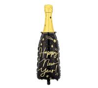 Palloncino bottiglia gigante in alluminio Happy New Year 98 cm - Nero