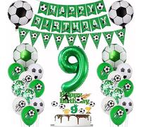 Palloncino Calcio 9 Anni Compleanno Verde - Decorazioni Torta e Deco per Ragazzi