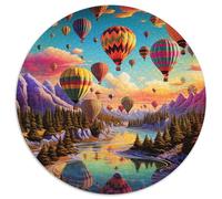 Palloncino caldo colorato Puzzle 1000 pezzi Fiume Foresta Rotondo Puzzle Gioco Casual Decorazione Della Parete per Adulti Bambini 1000 pezzi (67,5 x 67,5 cm)