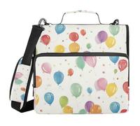 Palloncino Colorato Semplice 3 Anelli 1.5 "Zipper Raccoglitore con Tracolla e Maniglia Impermeabile Portfolio Portatile per Scuole Medie