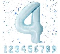 Palloncino Compleanno Numero 4 Pastello Blu, 101 CM Palloncino Numero 4 Foil Gigante,Decorazioni Feste di Compleanno Palloncino,Vola con l'Elio