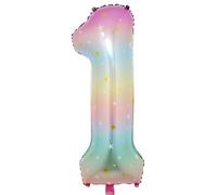 Palloncino con numeri, 1 gradiente arcobaleno, 40 pollici, con numeri 1 pellicola, palloncino per 1. Decorazione di compleanno per ragazze, palloncini giganti in pellicola, 1. per ragazze, ragazzi