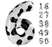 Palloncino con stampa mucca da 101 cm, 6 palloncini in Mylar elio grande digitale con stampa di mucca, numeri di compleanno, palloncini jumbo per 16° o 61° anniversario decorazioni per feste