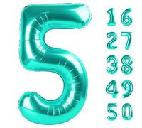 Palloncino da 100 cm verde acqua numero 5 palloncino Jumbo Mylar Foil Helium Balloon per 15 25 35 50 Big Giant Jumbo Enormi palloncini in Mylar 55° 65° compleanno palloncini uomini donne decorazioni