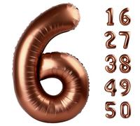 Palloncino da 101 cm, colore marrone scuro, numero 6, in Mylar, grande palloncino digitale con numeri di compleanno, 16° o 61° anniversario, decorazioni per feste