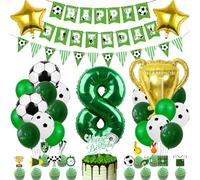Palloncino da calcio per 8° compleanno, decorazione per calcio, compleanno, decorazione di compleanno per ragazzi 8 anni, festa di calcio, palloncini in pellicola verde per decorazioni di compleanno