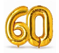 Palloncino decorativo per 60° compleanno, con numero 101,6 cm | Palloncini giganti da 101 cm, decorazione di compleanno, per donne, uomini, feste, anniversario, Capodanno, matrimonio
