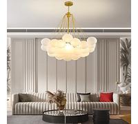 Palloncino Design Sospensione per Camera Da Letto Soggiorno Scale,E27 Lampada A Sospensione Apparecchio Sfera Soffitto Durante Lampada,Moderno Bolla Palla Lampada-Dorato 19 teste 40x100cm