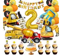 Palloncino Escavatore Compleanno, 52 PCS Palloncini Compleanno 2 Anni Escavatori Set, Decorazione Compleanno Escavatori 2 Anni, Addobbi Compleanno Escavatori 2 anni, per Feste Bambini Compleanno
