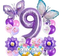 Palloncino farfalla 9 compleanno decorazione ragazza, compleanno ragazza 9 anni,palloncino viola farfalla foil, decorazione festa per bambini