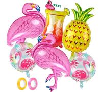Palloncino Fenicottero Rosa, 6 Pezzi Palloncini Festa Hawaiana, Palloncino Fenicotteri Ananas, Palloncini Estive per Piscina Spiaggia Feste Decorazione