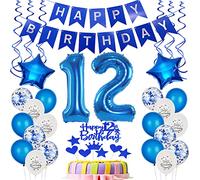 palloncino foil 12°compleanno decorazione torta blu compleanno 12 anni ragazzo palloncini 12 compleanno ragazzo decorazione torta 12 compleanno ragazzo, deco compleanno 12 anni ragazzo buon ragazzo