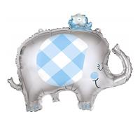 Palloncino Foil "Elefante" Sagomato, Azzurro e Bianco, 73 cm
