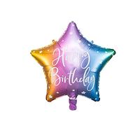 Palloncino foil Happy Birthday 40cm multicolor a forma di stella FB93-000 per feste di classe, originali e di sicuro impatto visivo gonfiabile ad aria ed elio