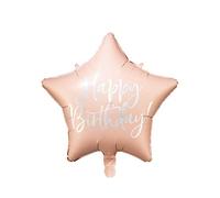 Palloncino foil Happy Birthday 40cm rosa cipria forma di stella FB93-081PJ per feste di classe, originali e di sicuro impatto visivo gonfiabile ad aria ed elio