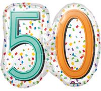 Palloncino foil mylar 50 ANNI sagomato 63x55cm - Gonfiabile ad aria o Elio