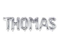 Palloncino FOIL MYLAR ARGENTO scritta nome THOMAS 35 cm 0ZMB